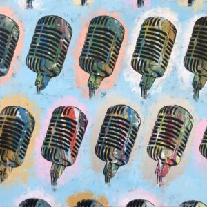 Microphones. Acrylic on canvas. 120 x 120 cm. 2022